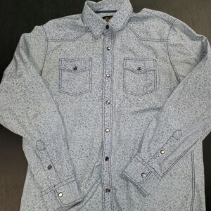 Duke's Bark Mens Medium Pearl Snap Short Sleeve Floral Shirt EUC